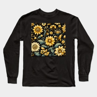 Yellow Floral Illustration Long Sleeve T-Shirt